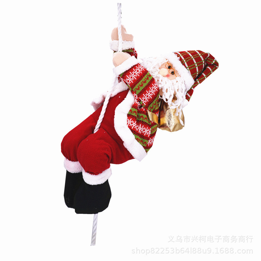 Christmas decorations Santa Claus climbing rope old man doll ceiling pendant decoration doll shopping mall window layout
