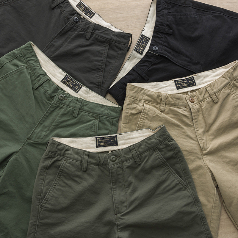 cargo pants, summer texture wash, men's casual shorts, trendy men, Japanese solid color trend, versatile slim five-point pants