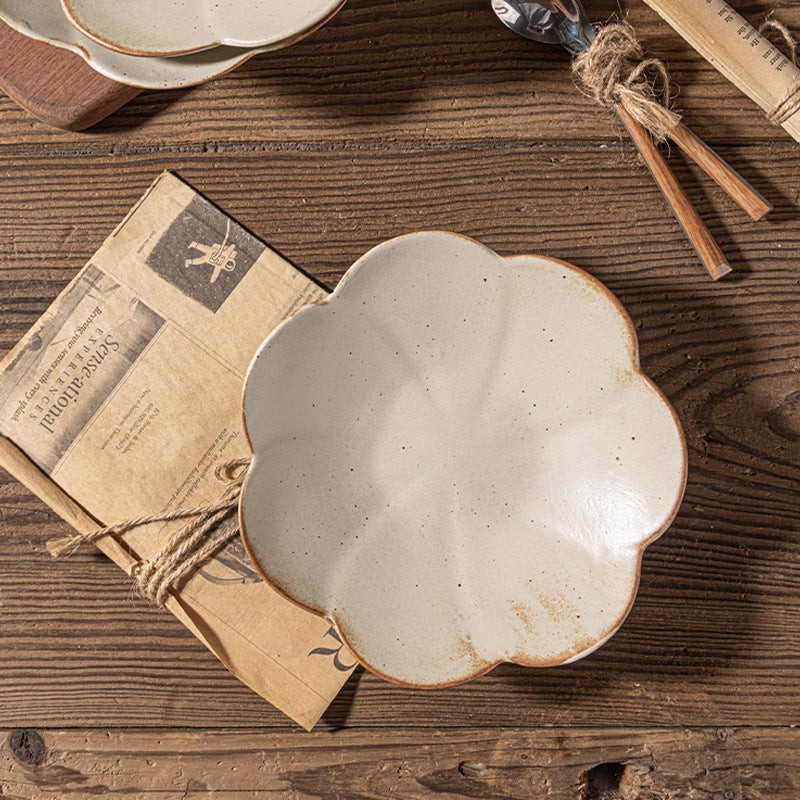 Internet celebrity restaurant Japanese vintage stoneware cherry blossom plate set dinner plate household dish plate ceramic tableware hotel wholesale