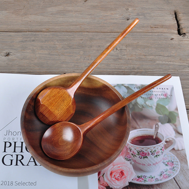 New long-handled spoon, tortoiseshell wooden soup spoon, large ramen spoon, creative kitchenware cooking mixing spoon, mukbo spoon