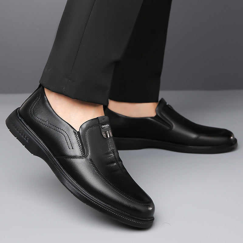 Leather shoes men's leather shoes men's slip-on spring new business casual men's shoes non-slip soft-soled dad shoes