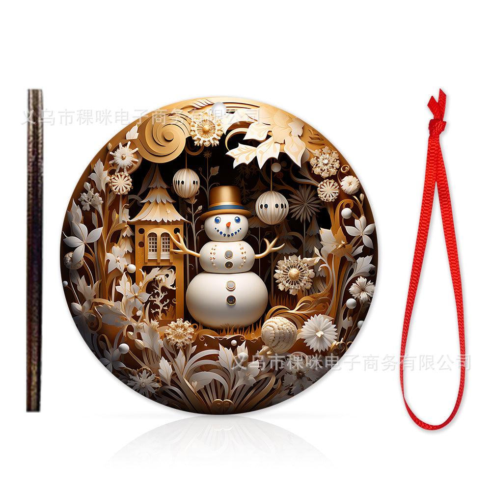 Cross border wooden pendant Christmas decoration Christmas tree hanging holiday craft wooden pendant cartoon gift