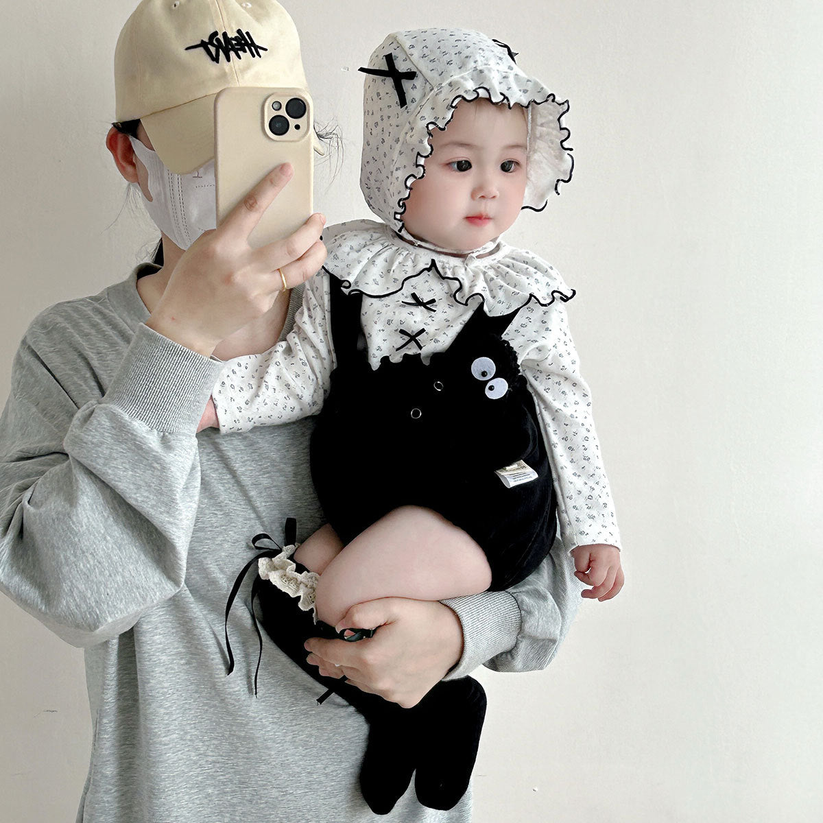 Infant and toddler set doll collar spring and autumn strap foreign style suit outing clothes little princess set Z1250