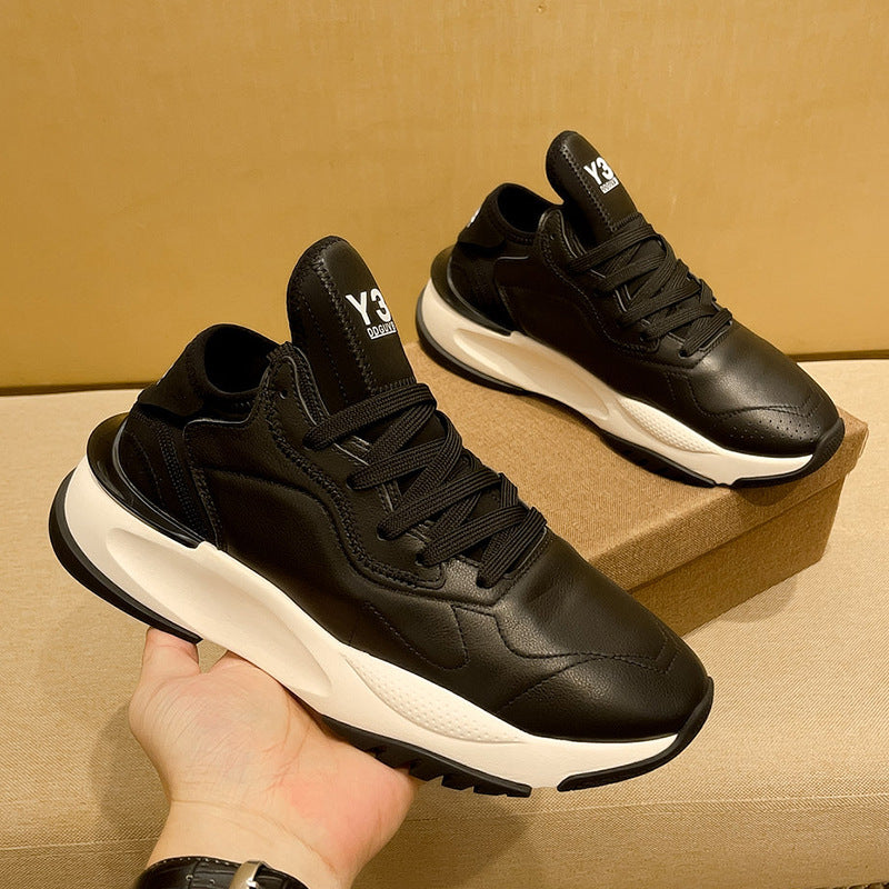 The new trendy brand Y3 Black Samurai Thick-soled Daddy Shoes Men's Tide Versatile Summer Breathable Leather Sneakers Men's Shoes