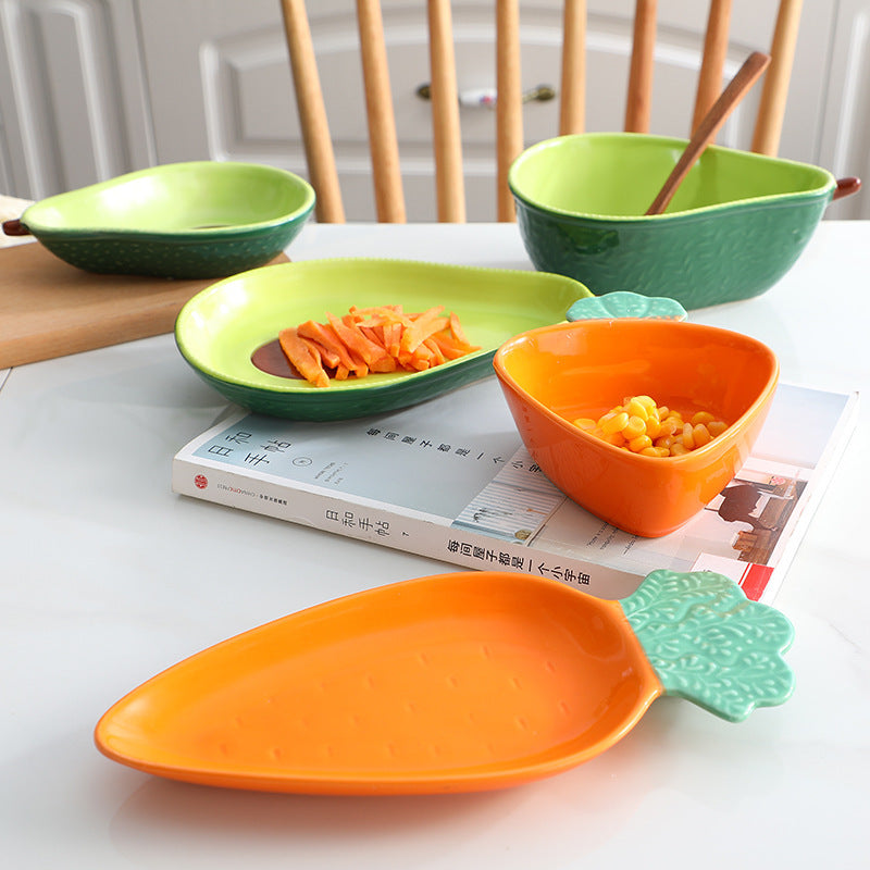 Creative Ceramic Carrot Bowl Cute Kids Ceramic Cutlery Set Home Fruit Salad Bowl Personality Fruit Bowl