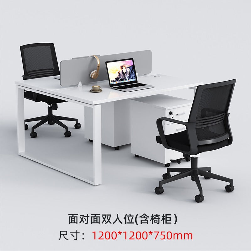 Staff desks: simple modern office furniture, computer desks, staff desks, chairs, double tables, combination steel frame tables