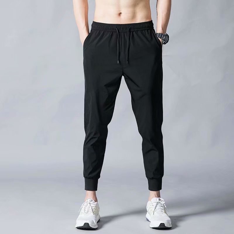 Factory direct summer thin ice silk pants men's loose straight draped feeling trousers quick-drying athleisure long