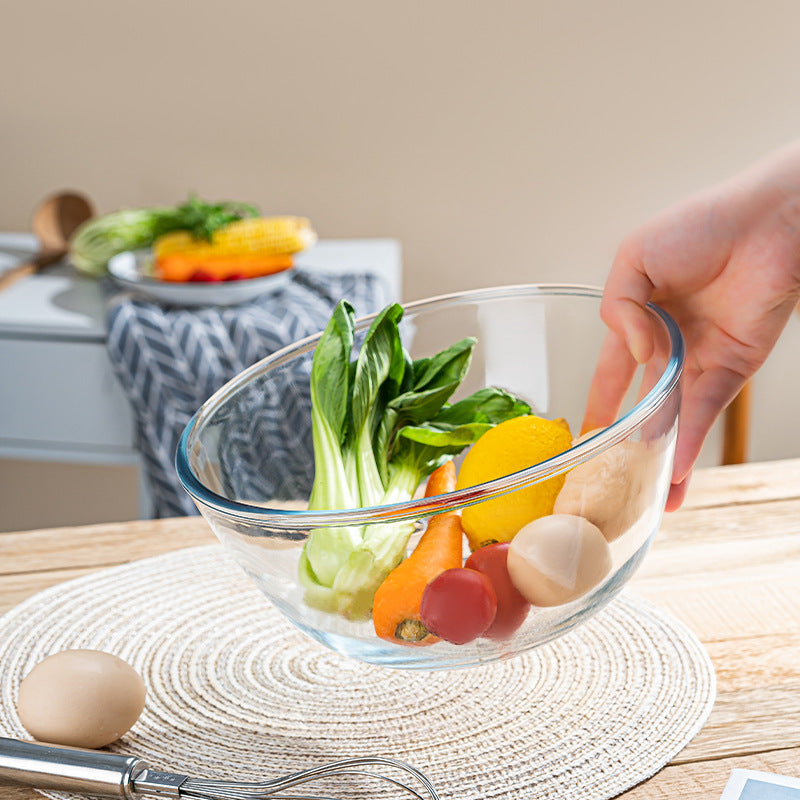 Home Use Clear & Basin Baking Stirring Egg Beating Glass Bowl Cooking Salad Bowl Student Dormitory Large Instant Noodle Bowl