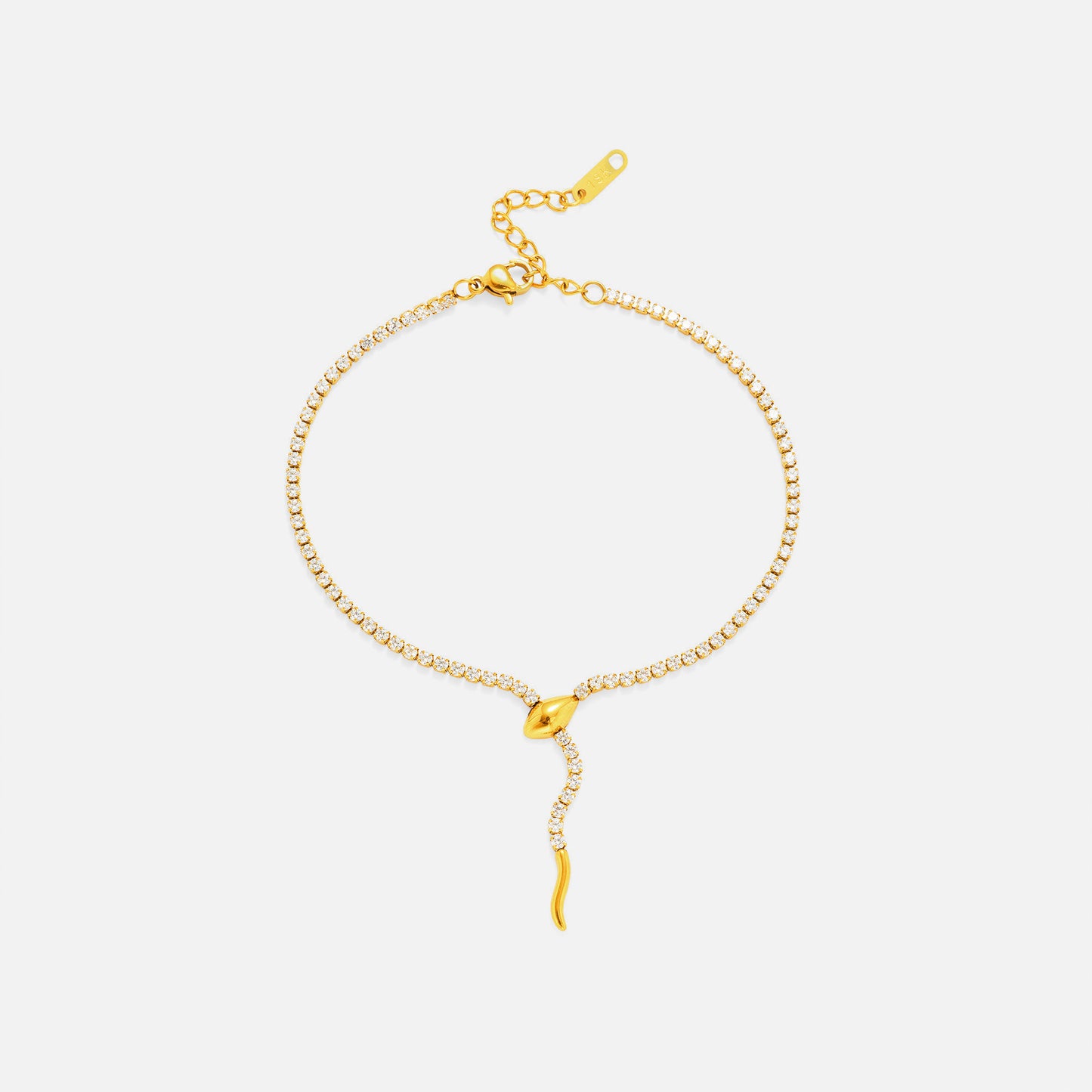 Spot wholesale European and American cross-border 18k gold-plated titanium steel vintage unique serpentine zircon fashion diamond chain bracelet ankle bracelet