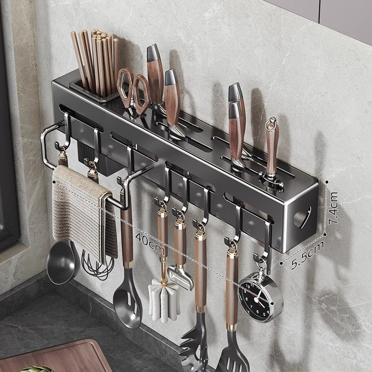 Kitchen rack free punching multi-functional home wall-mounted seasoning chopsticks knife holder supplies complete storage rack