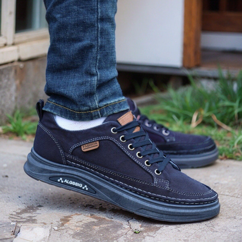 Canvas shoes, breathable and odor-proof, black cloth shoes, men's old Beijing anti-slip casual shoes, soft-soled shoes, men's middle-aged dad shoes