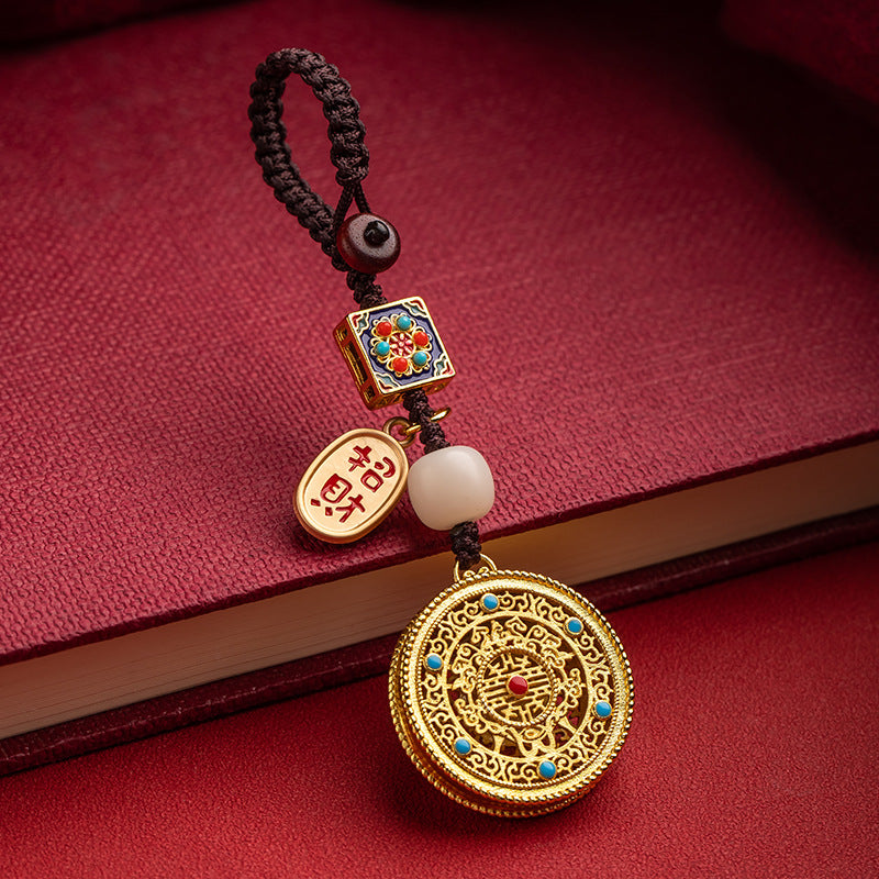 The ancient style of the national tide, the ancient method, the golden five blessings, the consummation, the car key chain, the pendant, the God of Wealth, the peace bag, the sand gold ornament, the round medallion