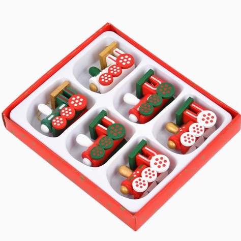 Cross-border special Christmas decorations, wooden four-section train children's holiday gift window table ornaments