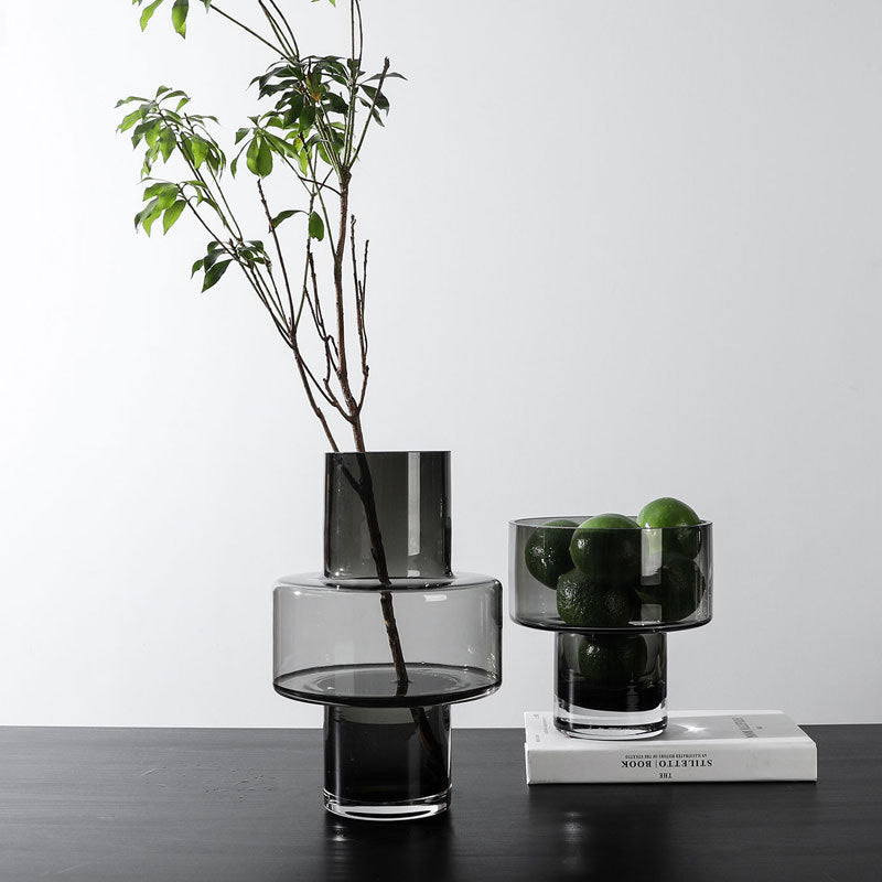 Modern Nordic minimalist soot transparent glass vase ornaments home model house decorations lily hydroponics