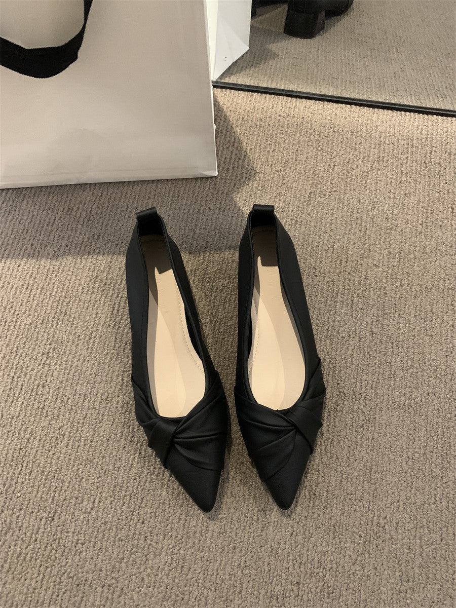 French evening style pointed toe single shoes women's shoes versatile pumps with pumps in the spring and autumn of 2024 new with skirt temperament scoop shoes