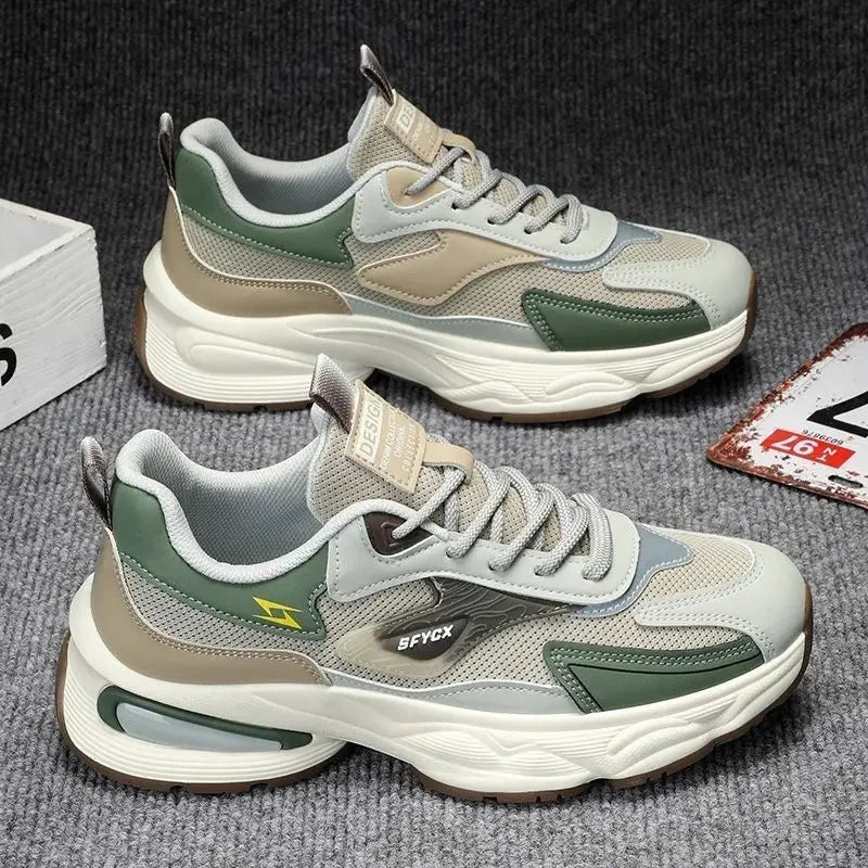 2025 men's shoes summer breathable and versatile anti-odor and wear-resistant mesh athleisure platform teen dad tide shoes