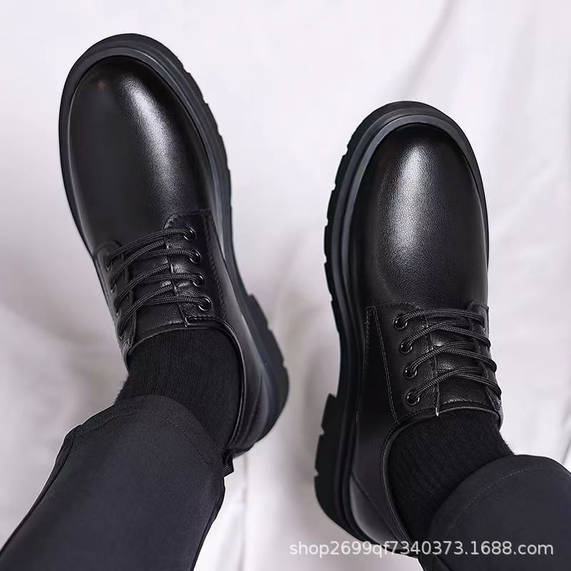 Spring 2025 New Men's Shoes Workwear Shoes Versatile Trend British Style Casual Shoes Men's Platform Leather Shoes Delivery