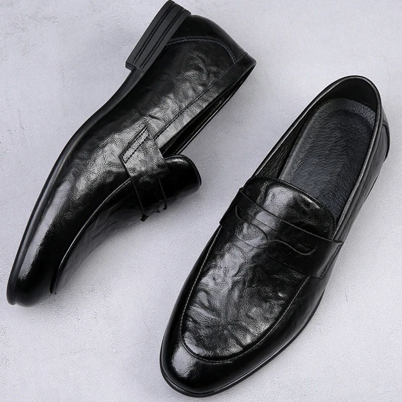 Men's Shoes 2024 New Black Casual Men's Leather Shoes Leather Trend Soft Sole Soft Surface British Business Shoes Men