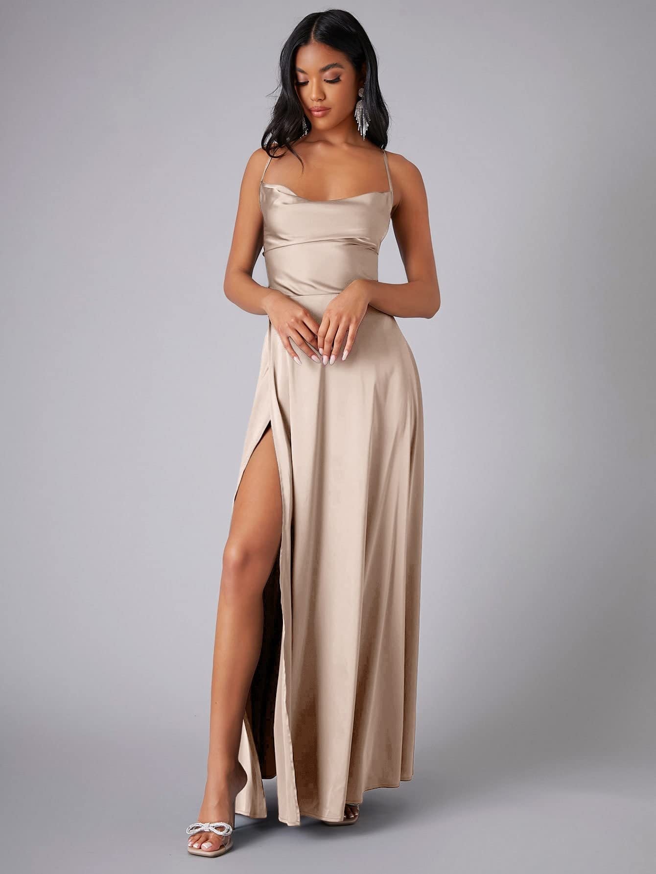 2024 new European and American foreign trade women's clothing sexy slim slim backless Amazon suspender waist dress long skirt
