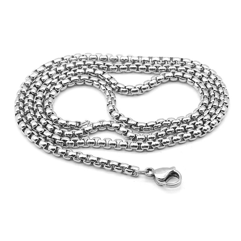 Geometric square Wang Yibo necklace men's trendy hip-hop style simple and versatile sweater clavicle chain niche design sense for men