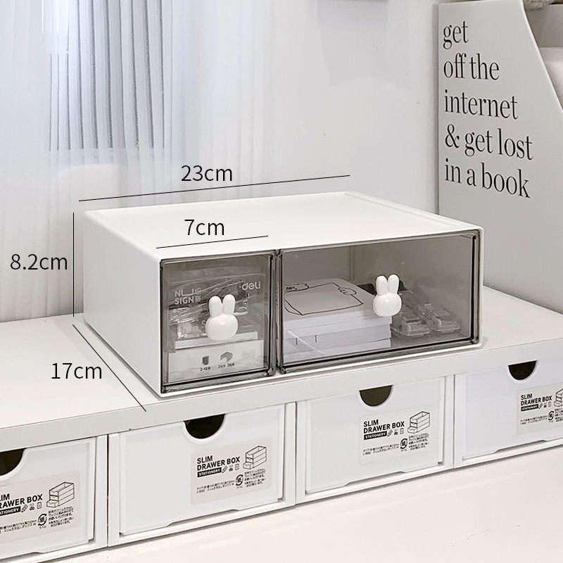 Simple and fashionable stationery storage box, desktop student, multi-compartment drawer, pen holder cabinet, office tape, hair accessories, sundries