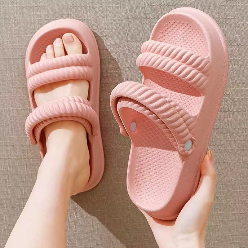Stepping on shit feeling sandals and slippers women summer outdoor wear cute non-slip thick-soled two-wear sandals soft-soled girls outdoor beach shoes