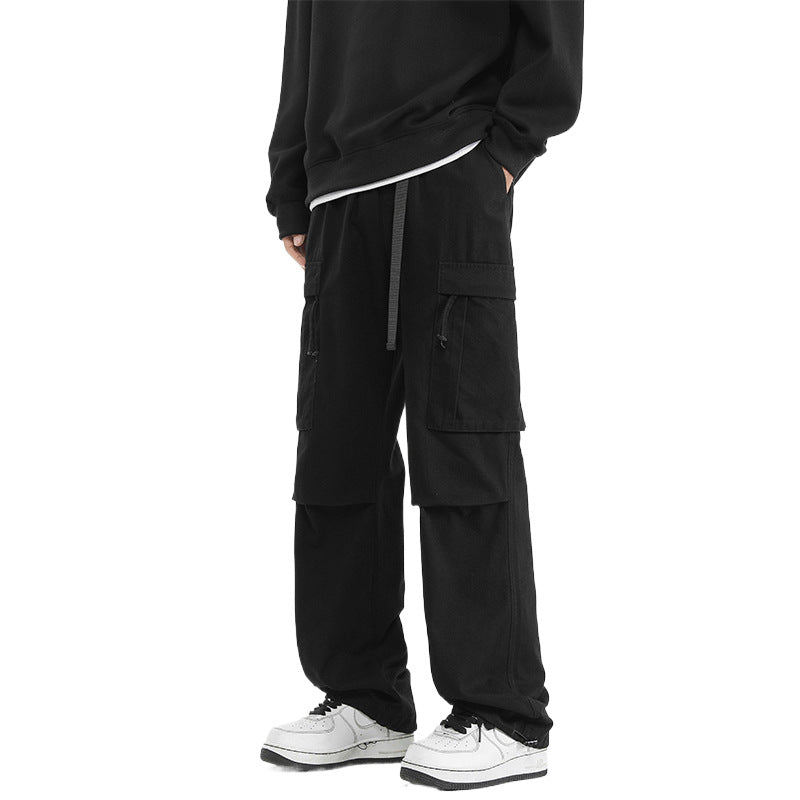 Cargo pants, men's spring and autumn, new trendy brand loose cotton straight-leg pants, boys' American casual sports trousers