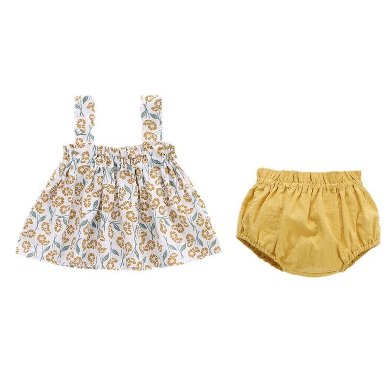 2025 Baby Summer Skirt Set Baby Girl Clothes 0-2 Years Old Baby Plaid Sundress Two Piece Set
