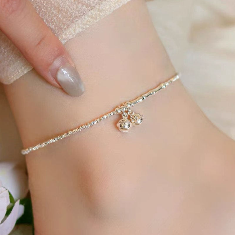 Irregular broken silver bell bracelet Sen system small fresh fashion niche personality high-end anklet summer new style