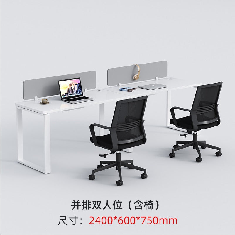 Staff desks: simple modern office furniture, computer desks, staff desks, chairs, double tables, combination steel frame tables