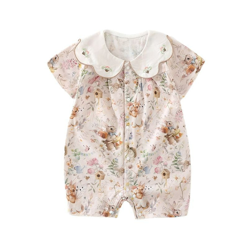 2025 New Baby One-Piece Summer Newborn Clothes Short Sleeve Thin Crawler Clothes Baby Cotton Clothes