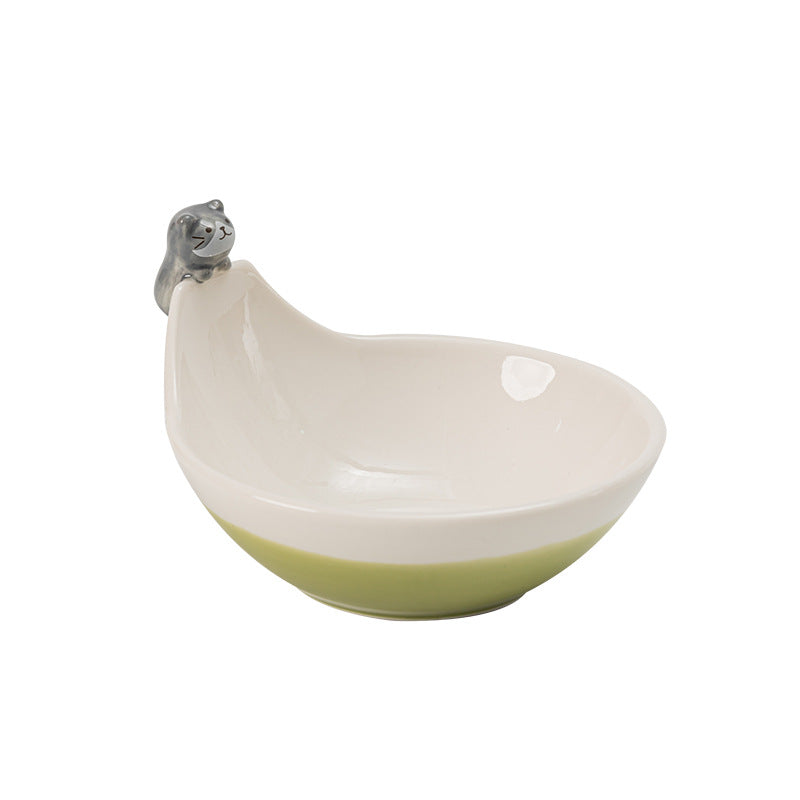 Japanese Ceramic Cat Hot Pot Bowl Sauce Bowl Cute Cartoon Dessert Salad Bowl Winter Hot Pot Bowl Three-dimensional Creativity