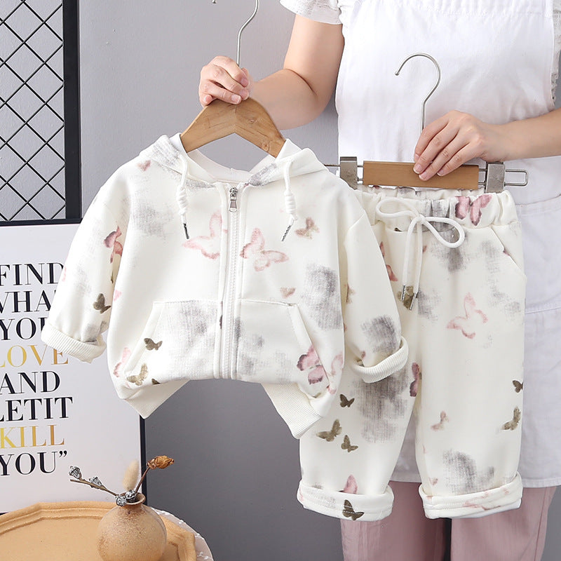 Girls Spring Clothes Spring and Autumn Long Sleeve 2025 Children's New Zipper Shirt Two Pieces Foreign Baby Spring and Autumn Suit
