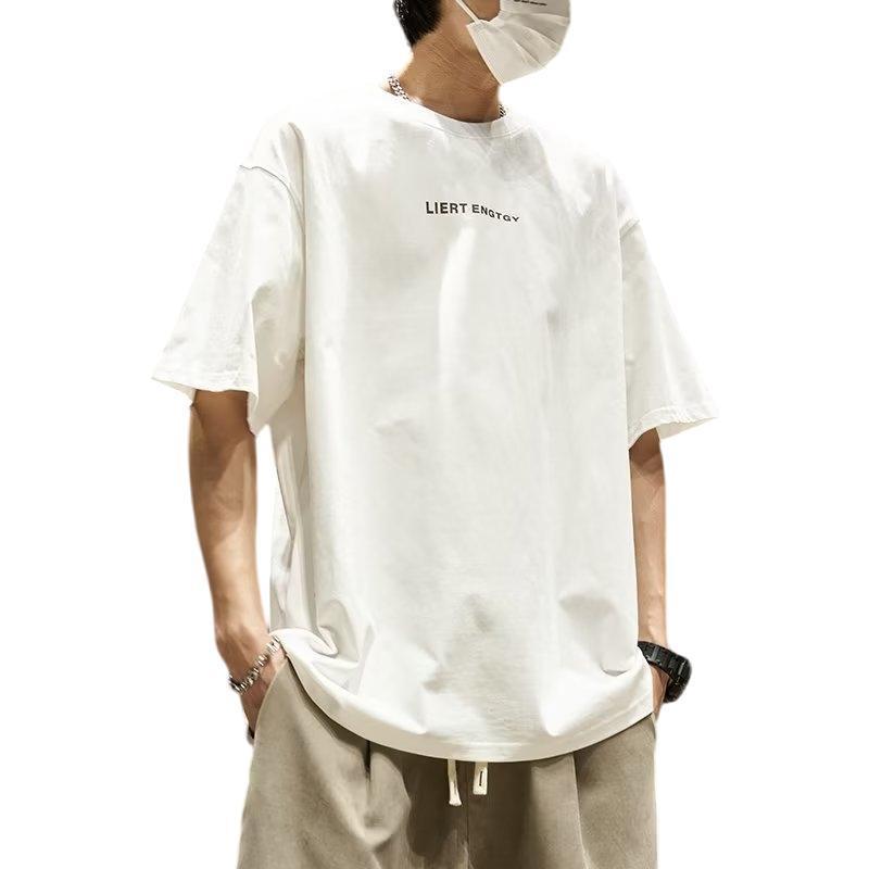 Spring and summer, lazy style, boys' fashion, trendy brand, youth pop, round neck T-shirt, versatile, fashionable, niche, casual short sleeve