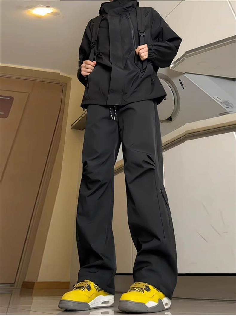 Windproof and waterproof jacket pants men's summer trendy brand drawstring corset cargo pants outdoor quick-drying sports hiking pants