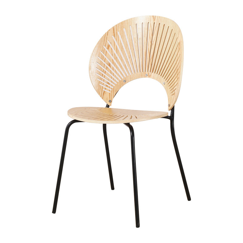 Nordic Dining Chair Solid Wood Household Coffee Chair Backrest Retro Dining Chair Simple Negotiation Casual Seashell Chair Wholesale