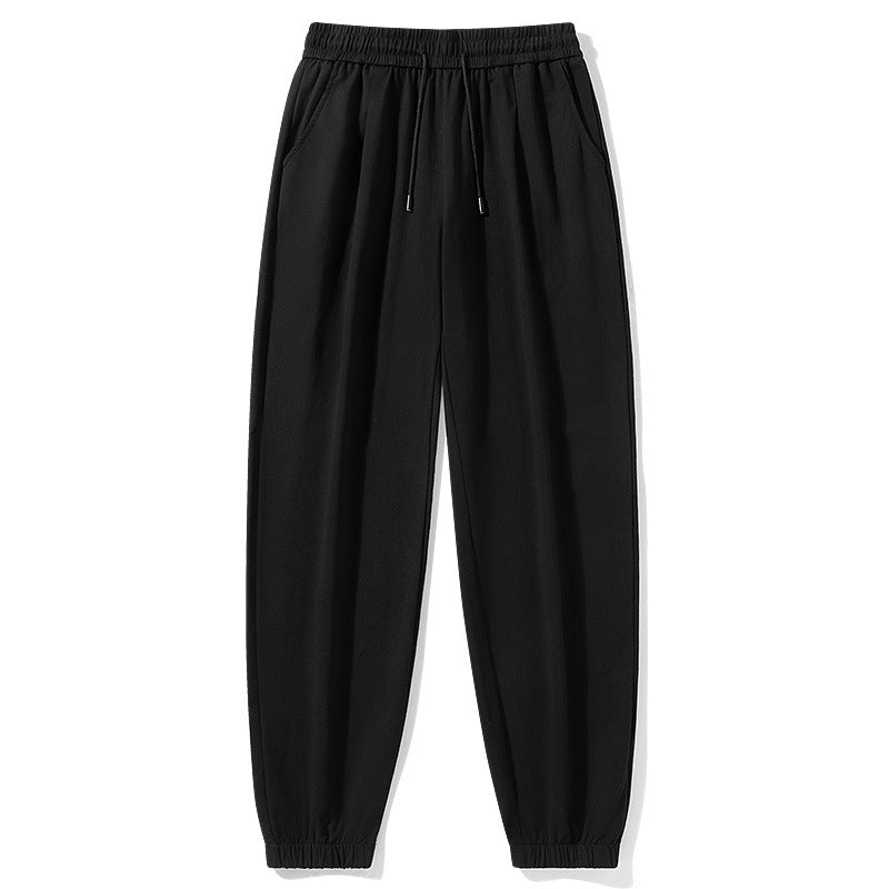 Ultra thin summer thin cotton casual long pants light gray loose straight leg sweatpants elastic waist men's sweatpants