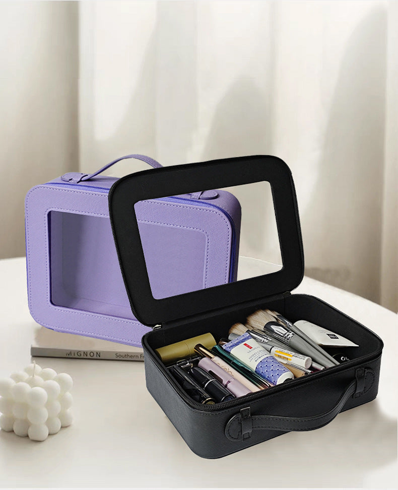Transparent cosmetic bag, ins-style student, portable travel cosmetics storage box, large capacity hard shell three-dimensional makeup box