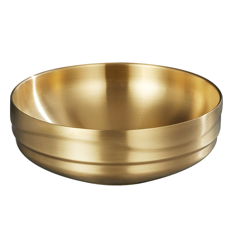 304 stainless steel cold noodle bowl Korean style double bowl golden thickened ramen bowl rice bibimbap bowl