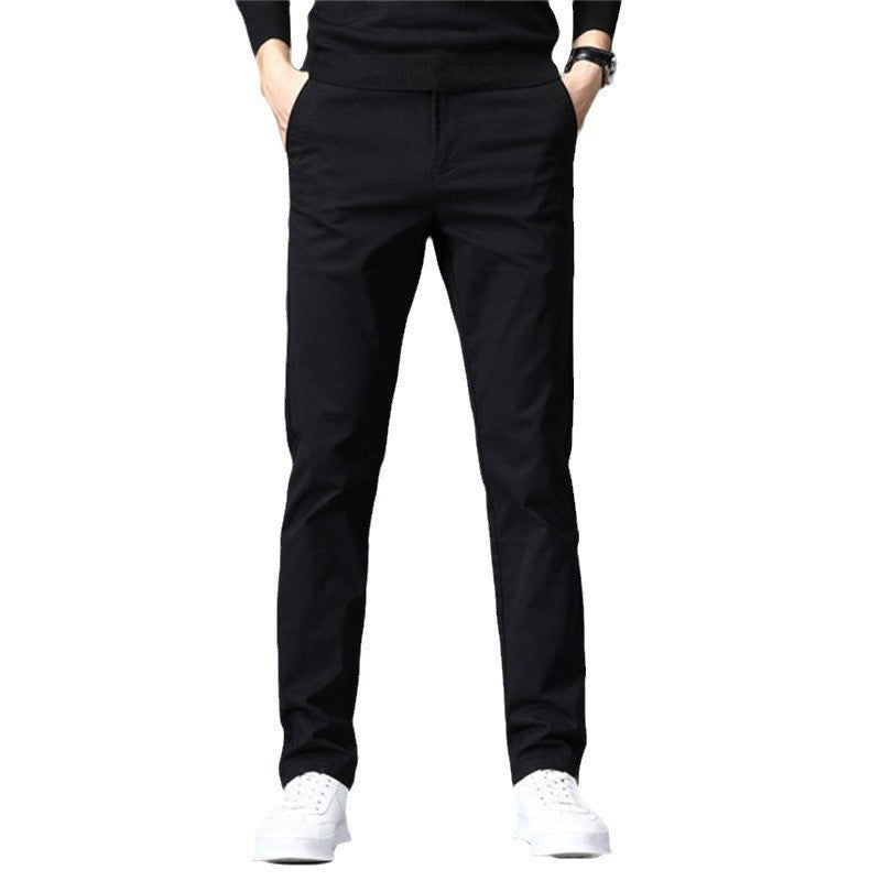 Pure cotton slacks, men's summer thin loose straight business suit pants, pure cotton stretch spring and autumn long pants