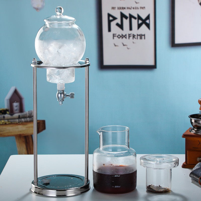 Cross Border Summer Classic Glass Coffee Maker Icing Drip Pot Brew Cold Drink Tea Pot Cold Brew Coffee Stainless Steel