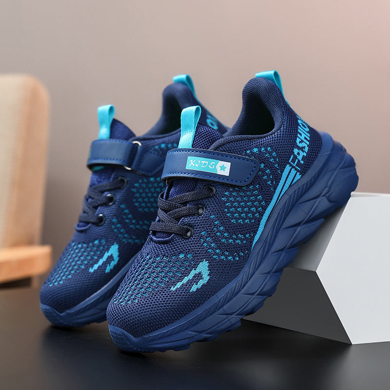 Manufacturers supply boys' sports shoes 2025 new flying knitting lightweight cross-border leisure running shoes for middle and university children and students