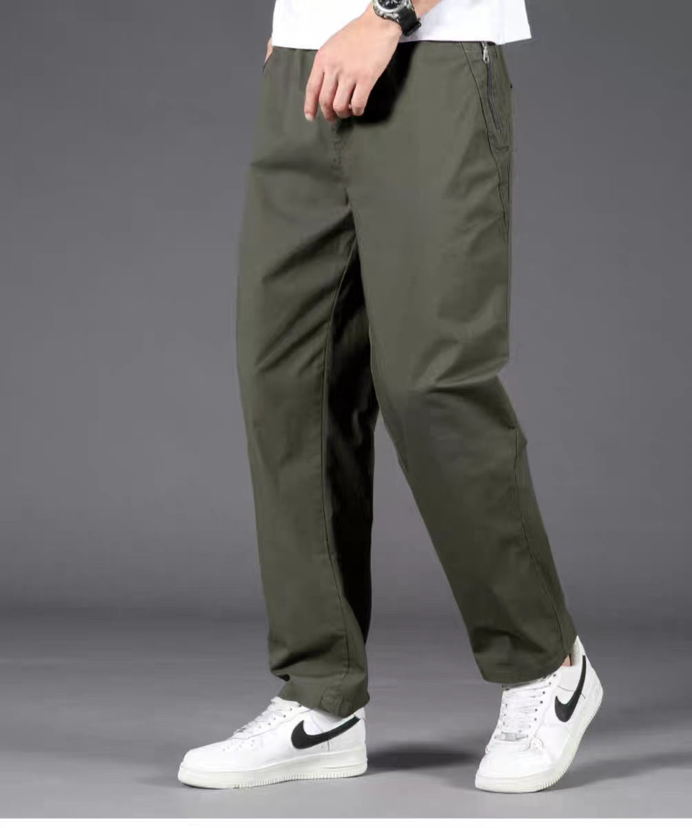 Summer 2025 Thin Casual Pants Men's Loose Straight Plus Size Wide Leg Teen Khaki Business Cargo Pants