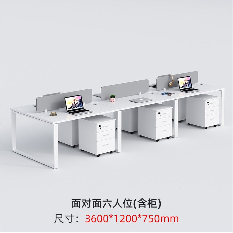 Staff desks: simple modern office furniture, computer desks, staff desks, chairs, double tables, combination steel frame tables