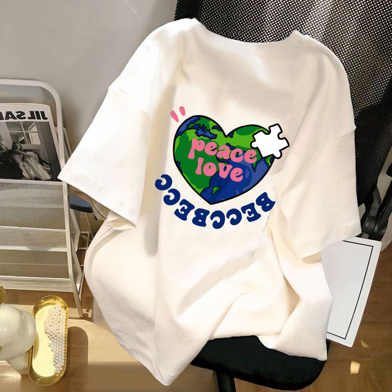 Popular Korean version of the cartoon Snoopy short-sleeved T-shirt, the same for men and women, couples, versatile, trendy, handsome clothes, trendy T