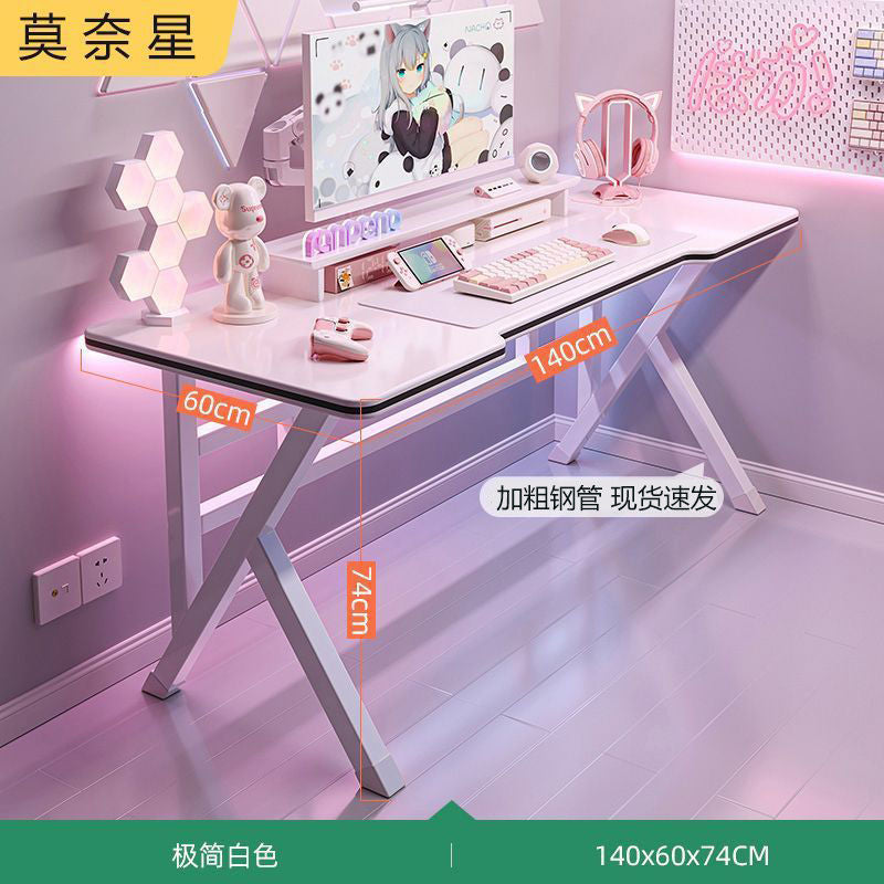 Desk, bedroom, student's study, writing, study desk, creamy style, home, simple desktop computer desk, office desk