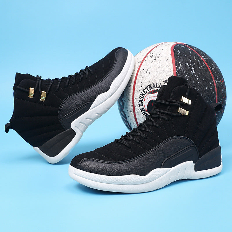 Winter men's white high-top sports microfiber round toe front lace-up viscose sneakers in stock