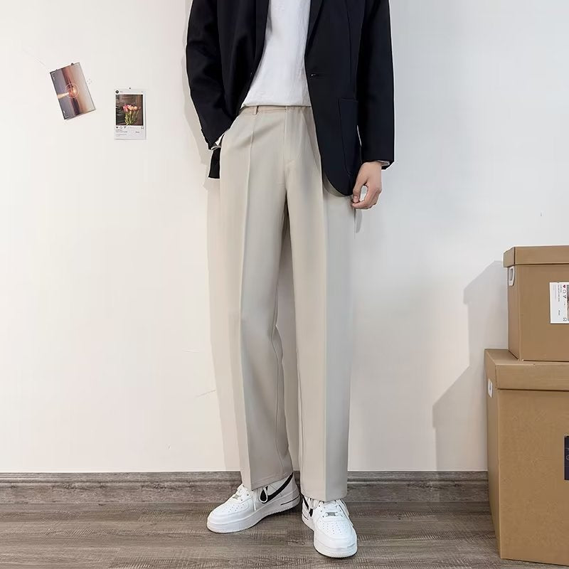 Casual trousers men's straight loose Korean version trendy wide-leg pants suit pants drape all-match ruffian handsome pants men