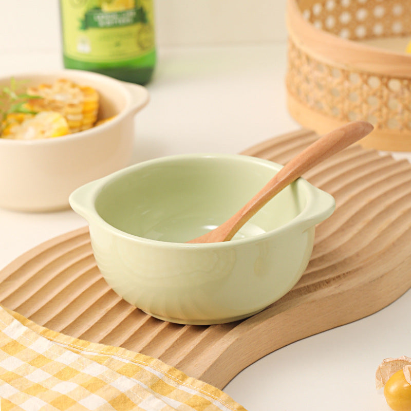 2024 new ins ceramic rice bowl glossy simple yogurt bowl breakfast bowl household steamed egg bowl small fresh tableware
