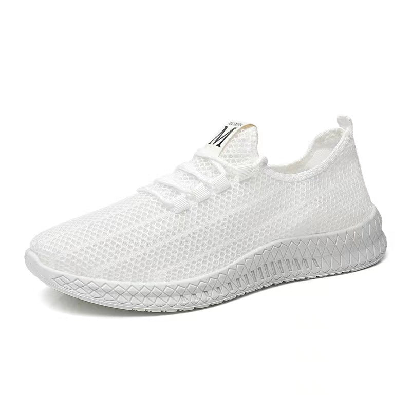 2024 Summer New Mesh Shoes Men's Korean Version Trendy Versatile Athleisure Shoes Mesh Breathable Running Shoes Soft Sole Non-slip